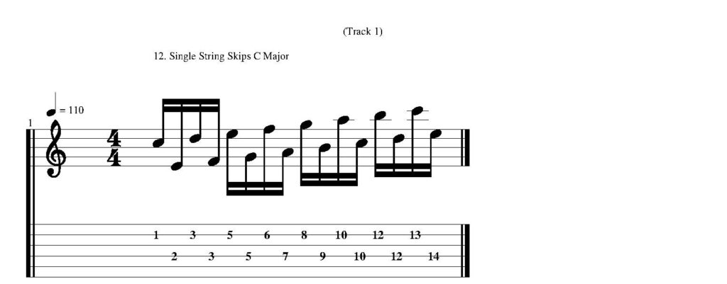 Diatonic string skipping lick in C major