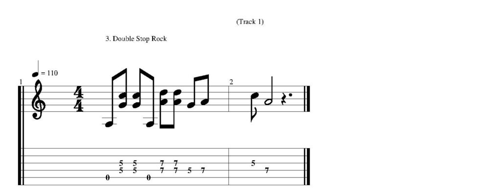 Simple double stop rock lick in A minor pentatonic position 1