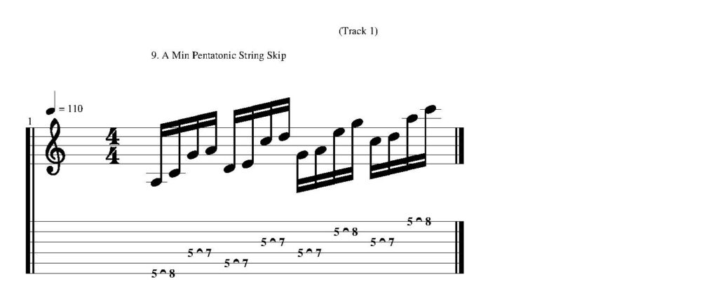 String skipping lick using A minor pentatonic